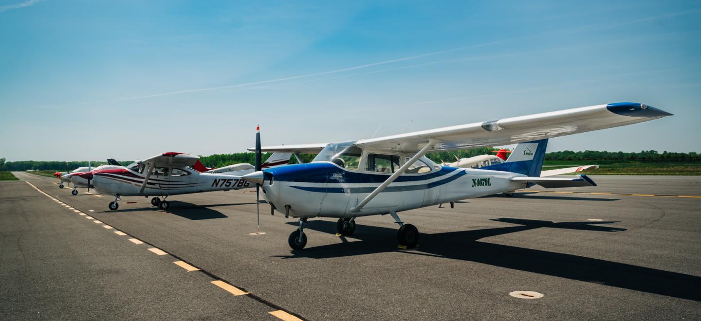 Planes Parked on the Apron at Delaware Airpark 33N in Cheswold, DE